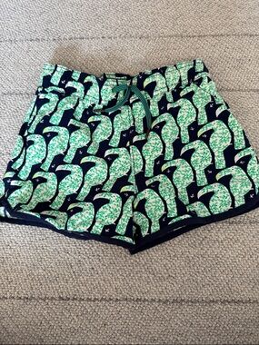 Crewcuts Green and Navy Printed Drawstring bathing suit trunks boys size 7